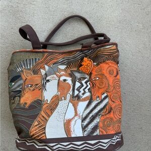 Laurel Burch Vibrant Safari Tote Bag with Artistic Animal Design